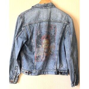 Vintage ACA Denim Jacket M Acid Stonewash bowie graphic Jean Trucker Small